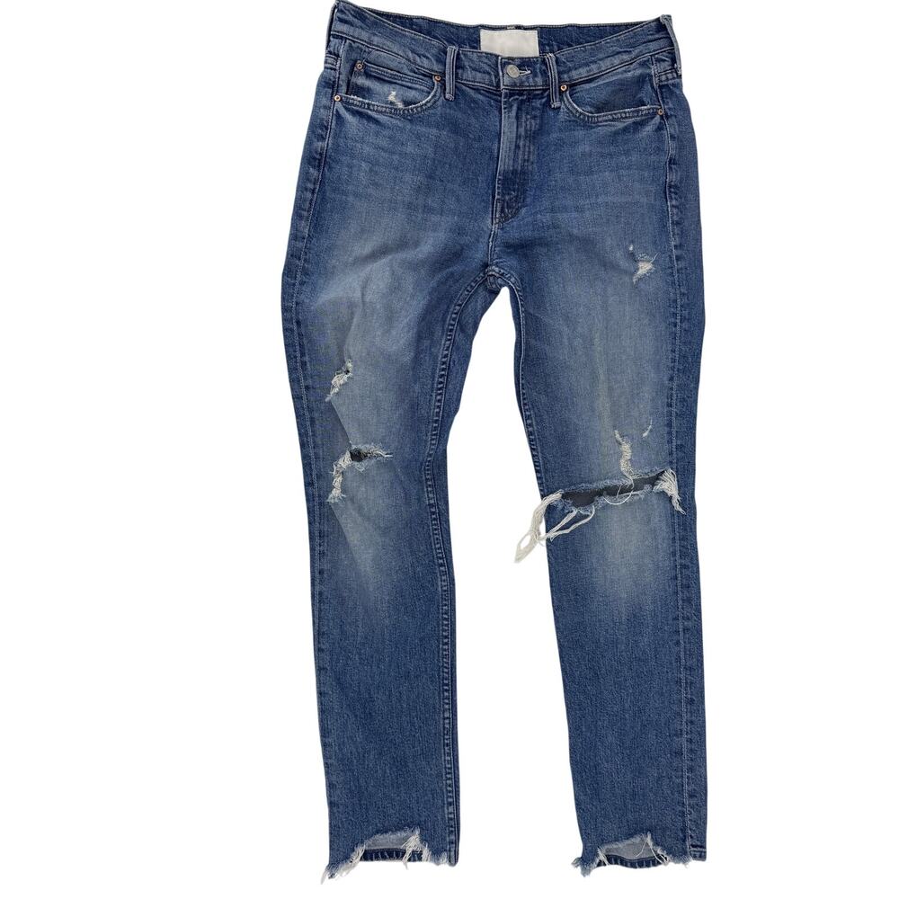 Mother Superior The Flirt Cold Feet Frayed Distressed Denim Jeans Sz 28 Ankle - Picture 4 of 12